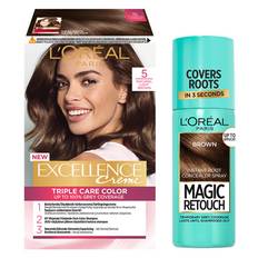 L'Oréal Paris Excellence 5 Natural Light Brown + L'Oréal Paris Magic Retouch Roots 3 Brown