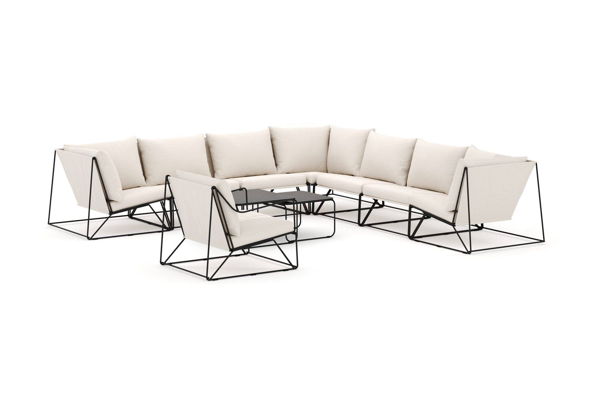 Comfort Garden Usteryd utomhus hörnsoffa 8-sits vändbar med fåtölj - Svart/Beige Loungesoffa