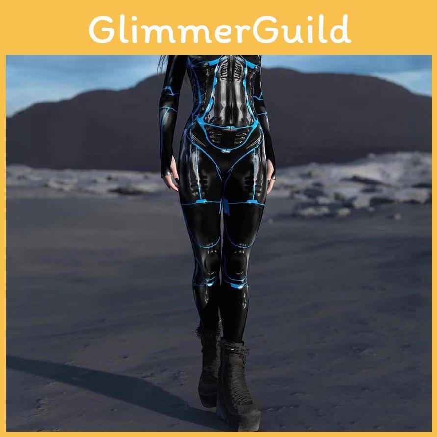 Halloween Cosplay Jumpsuit Med 3D Färgstarkt Tryck För Kvinna Rollspel cm gray