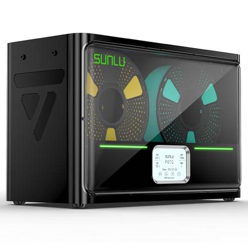 SUNLU Offizielle Filament Trockner Box S4, 2026 Neueste 4-Spulen 3D Drucker Filament Dryer, Upgraded 3 Umwälzventilatoren/Auto Feuchtigkeitsregelung/Schnelle Heizung/Temperaturausgleich, Black
