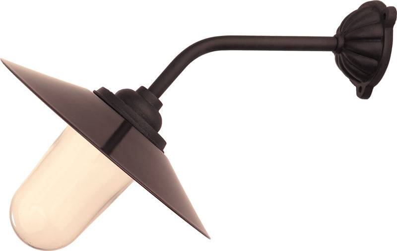 Udendørslampe - Staldlampe 45° lige kort, sort skærm