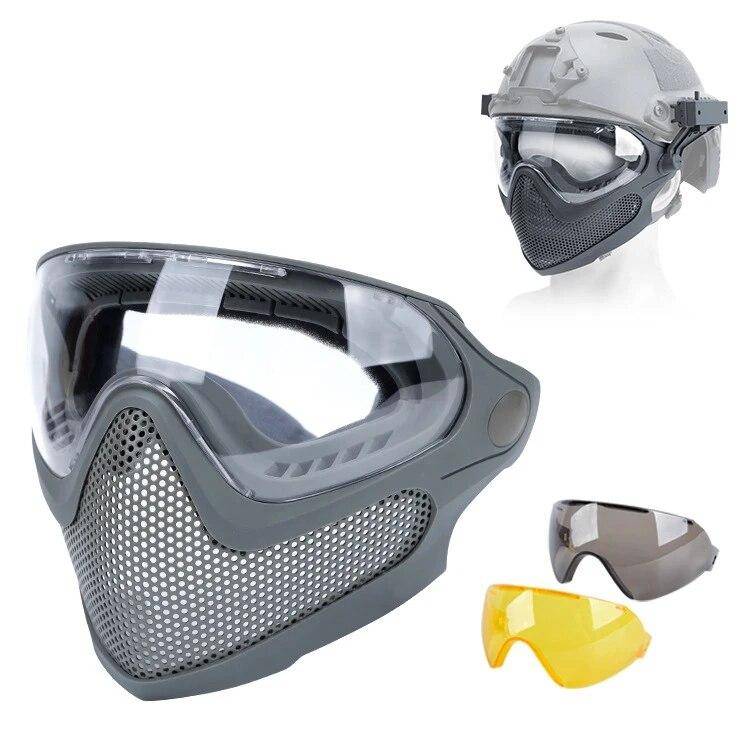 Taktisk helmask Paintball Airsoft Cs Shooting Steel Mesh Andas skyddshuvud/hjälm Bär masker Jaktutrustning