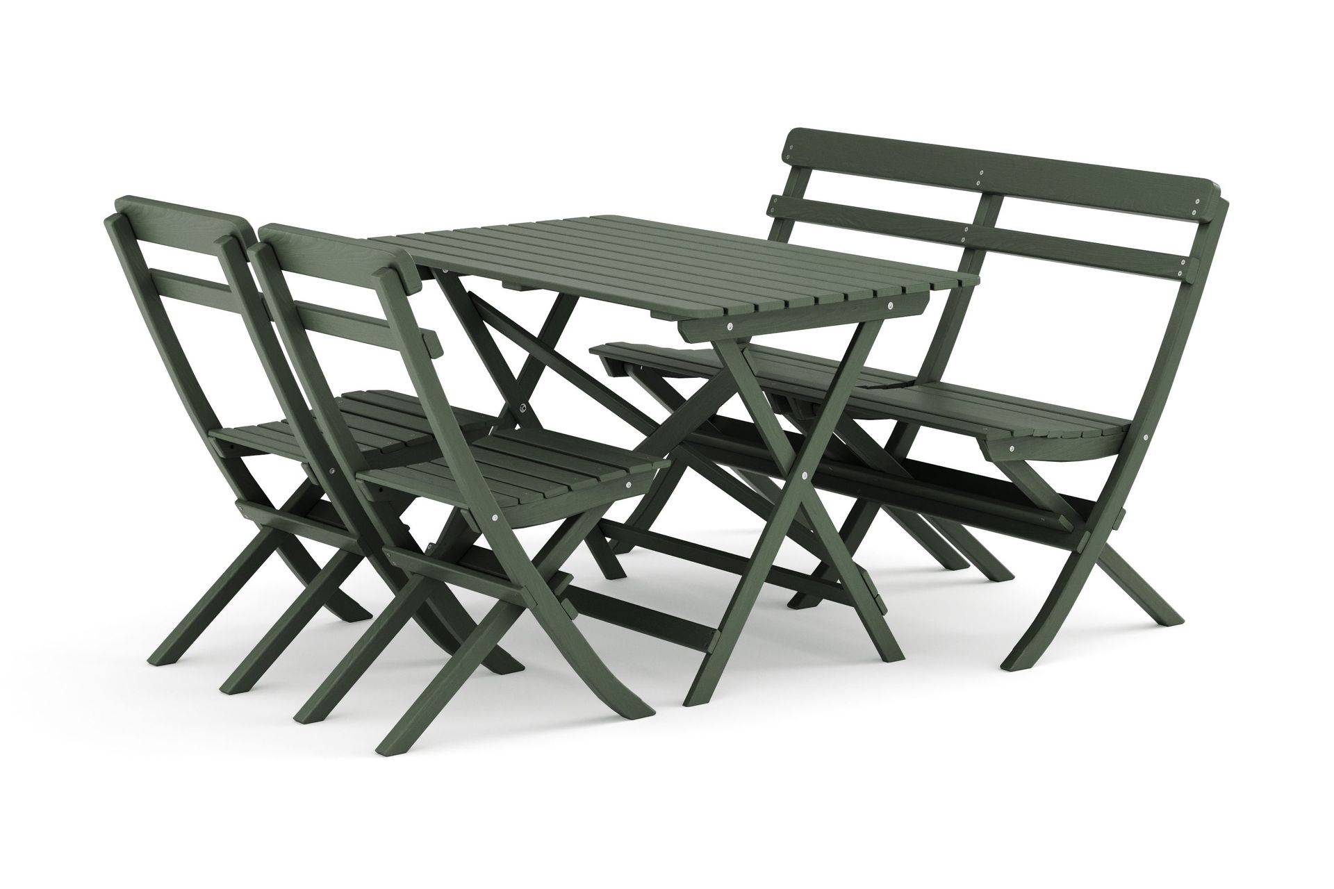 KWA Landet Utomhus matgrupp 118x70x74 cm med soffa och 2 klappstolar - Grön Matgrupper utomhus