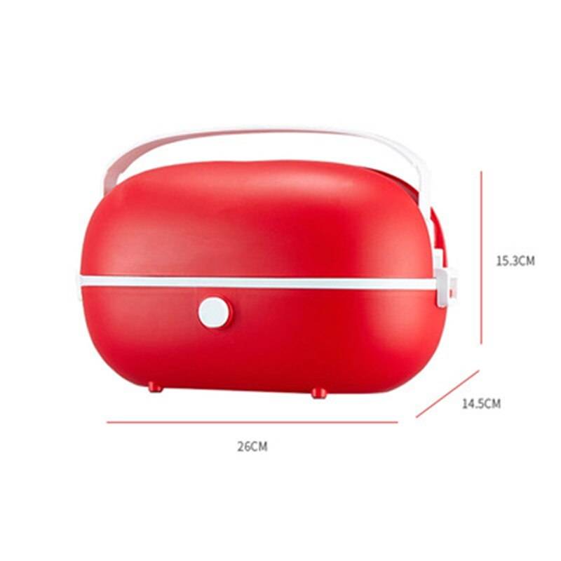 2020 nya okt eu / uk / us plugmini riskokare värmeuppvärmning elektrisk lunchbox bärbar mat ångkokare behållare för kontor - Röd / Storbritannien