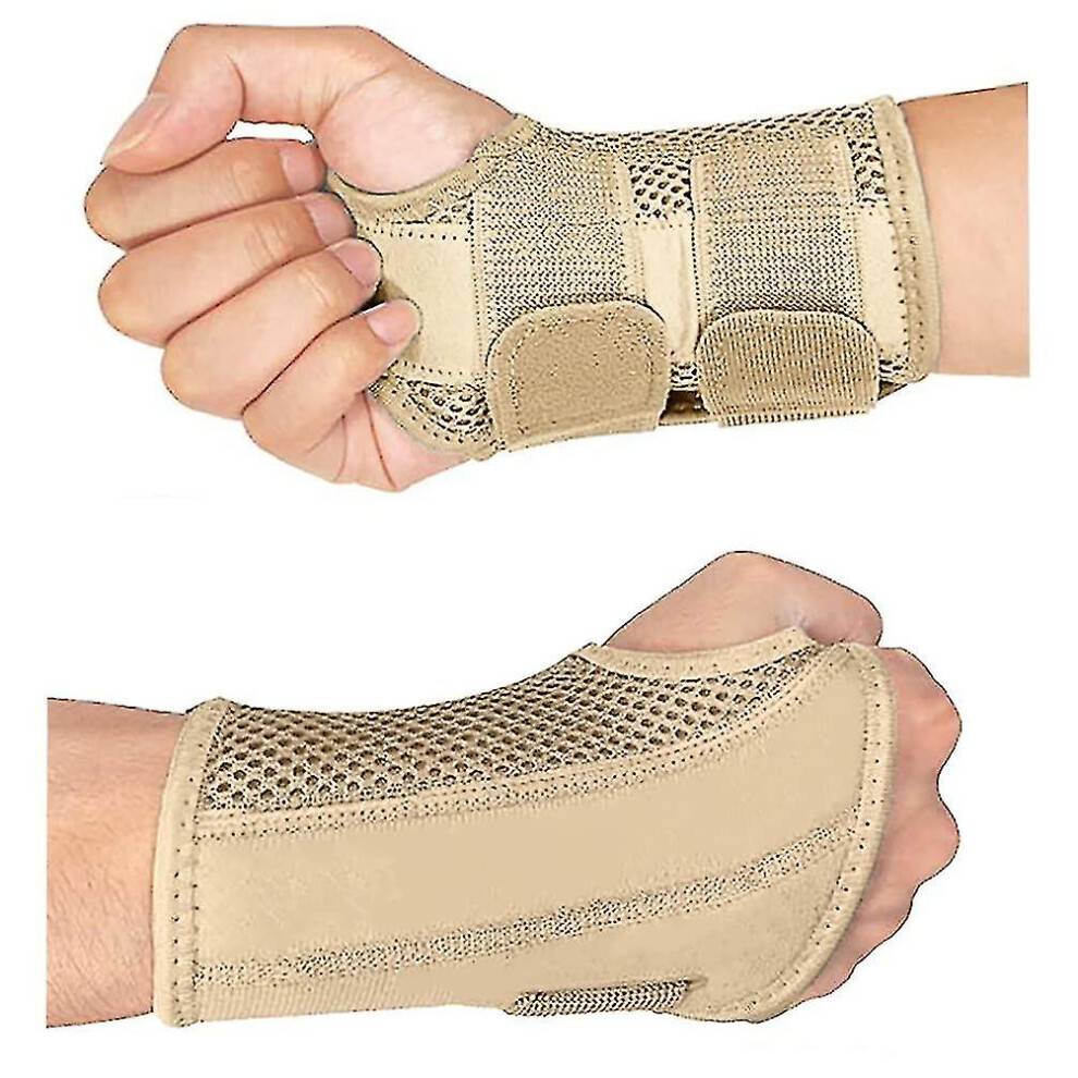 (L-Lefthands, Beige) Carpal Tunnel Wrist Brace For Tendonitis Arthritis, Breathable Wrist Splint Brace Night Support Adjustable Straps Tw