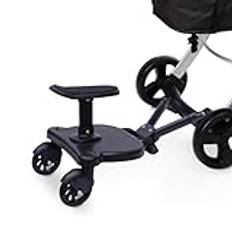 Buggy Board för alla barnvagnar, stabil stegbräda med två hjul, kiddy bräda för barn från 3 till 7 år (25 kg), universellt användbar, i svart