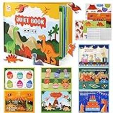 Ballery Montessori-spel för barn 3 4 5 6 år gammal, Montessori tyst bok, upptagen bok sensoriska böcker, pusselspel ockuperad bok pedagogiska leksaker (dinosaurie)