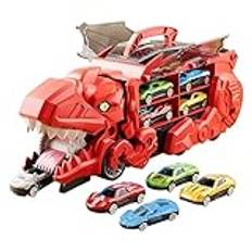 Dinosaur Truck Toys, Dinosaur Truck Carrier, Dinosaur Car Toys Set, Dinosaur Truck med 12 drag tillbaka, pull transport fordon, bärbar race track leksak för, barn pojkar och flickor