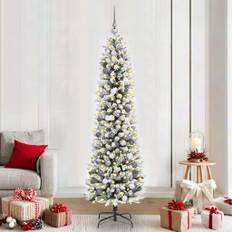 vidaXL Konstgjordjulgran med LED -remsljus Vit 210cm PVC