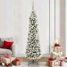 vidaXL Julgran with Decorative String Lights Vit 210 cm PVC