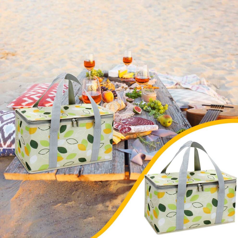 Isoleret picnictaske genanvendelig, strandkøletaske med lynlås - holder maden varm eller kold til picnic, strand, levering, udendørs brug
