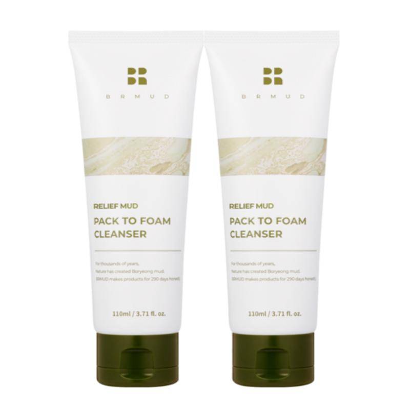BRMUD Recovery Mud Pack to Foam Cleanser 110 ml × 2 Pcs