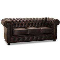 Chesterfield Liverpool soffa 3-sits läder brun