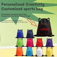 1pc Unisex Customizable Printed Logo Drawstring Backpack, Bucket Bag, Large Capacity Waterproof Sports Bag, Suitable For Outdoor Sports, Cycling, Runn - Multicolor