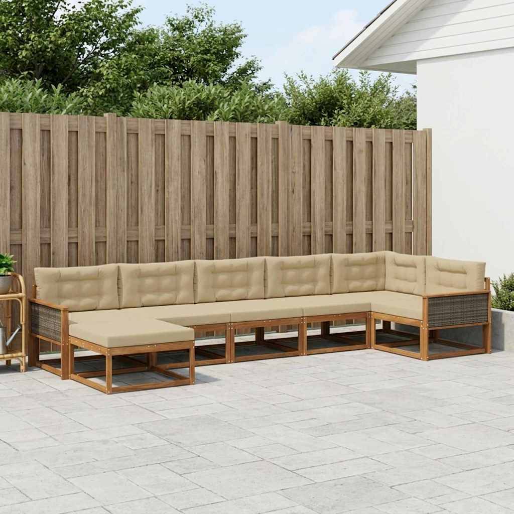 vidaXL Udendørs sofagruppe 7 stk. Naturlig og Beige