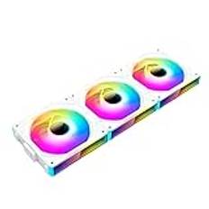 TZMRIT UNI FAN Infinity Fans RGB-fläkt, 120 mm, ARGB-fläkt, för seriekopplade PC-fläktar, 3-pack, vit