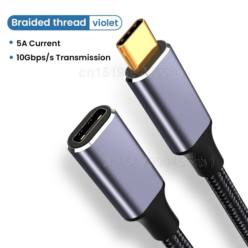 5a 100w usb typ c-kabel 10 gbps usb-förlängningskabel datakabel usb 3.1 typ c snabbladdningskabel förlängningssladd för xiaomi redmi - 1m