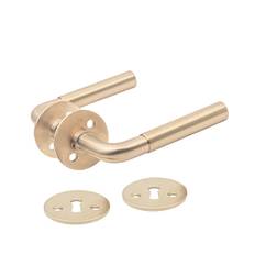 Funkis Slim | Dørhåndtag i Børstet Messing uden Lak inkl nøgleskilte - L 110 mm (C/C 30 mm)