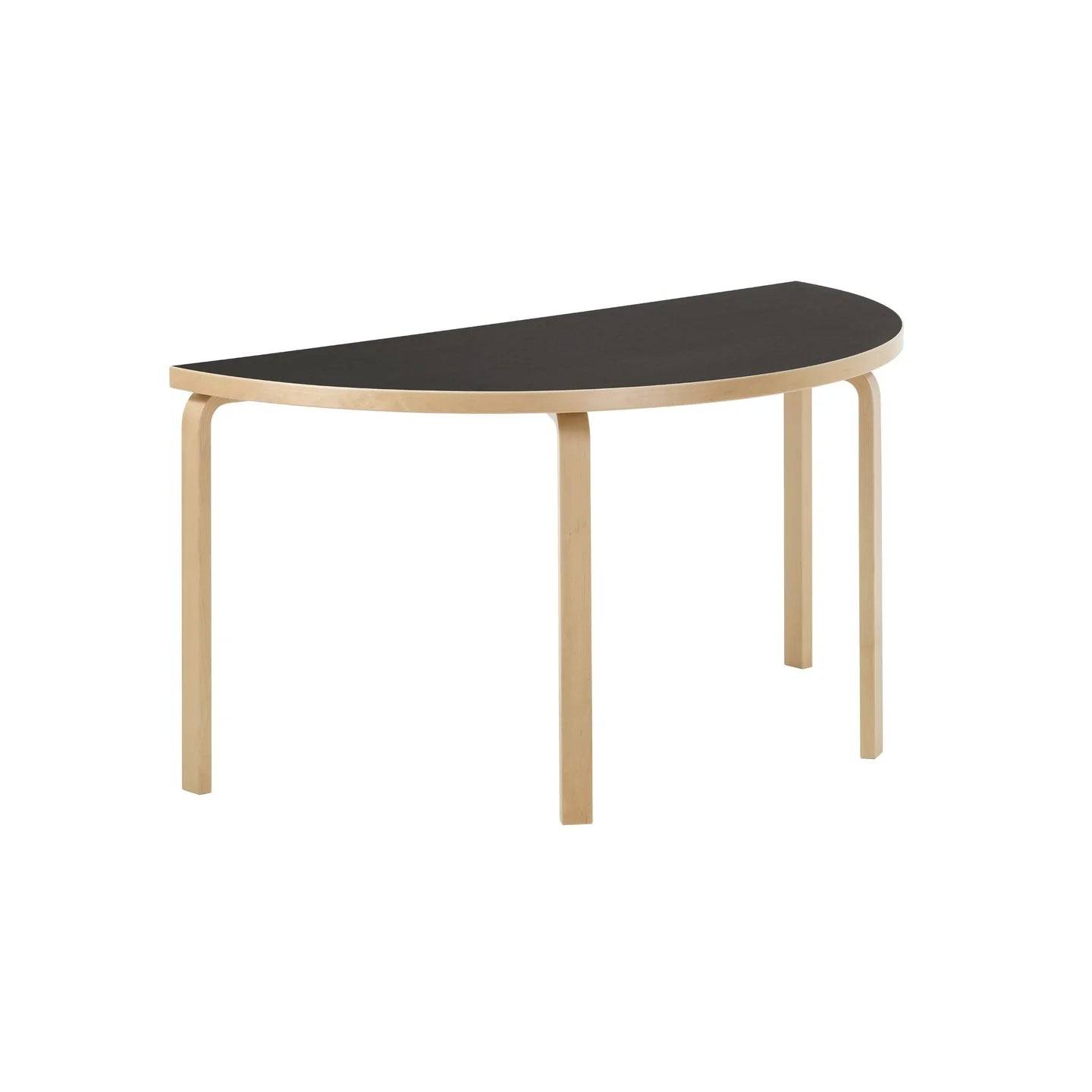 Aalto Table Half-Round 96, Ø150 cm fra Artek Sort Linoleum - Jacobsen Plus