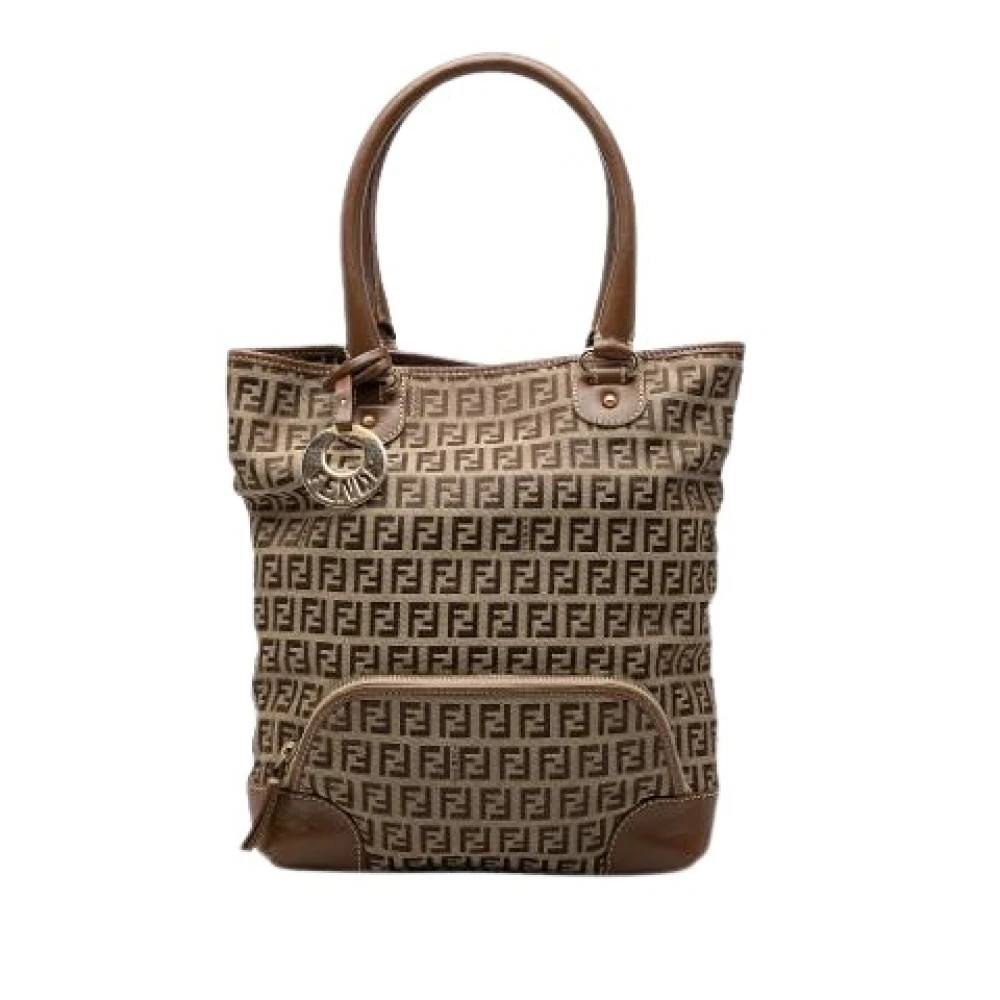 Fendi Vintage Pre-owned Canvas Tote Bag - Vintage - Dame - Brun - ONE SIZE - Læder