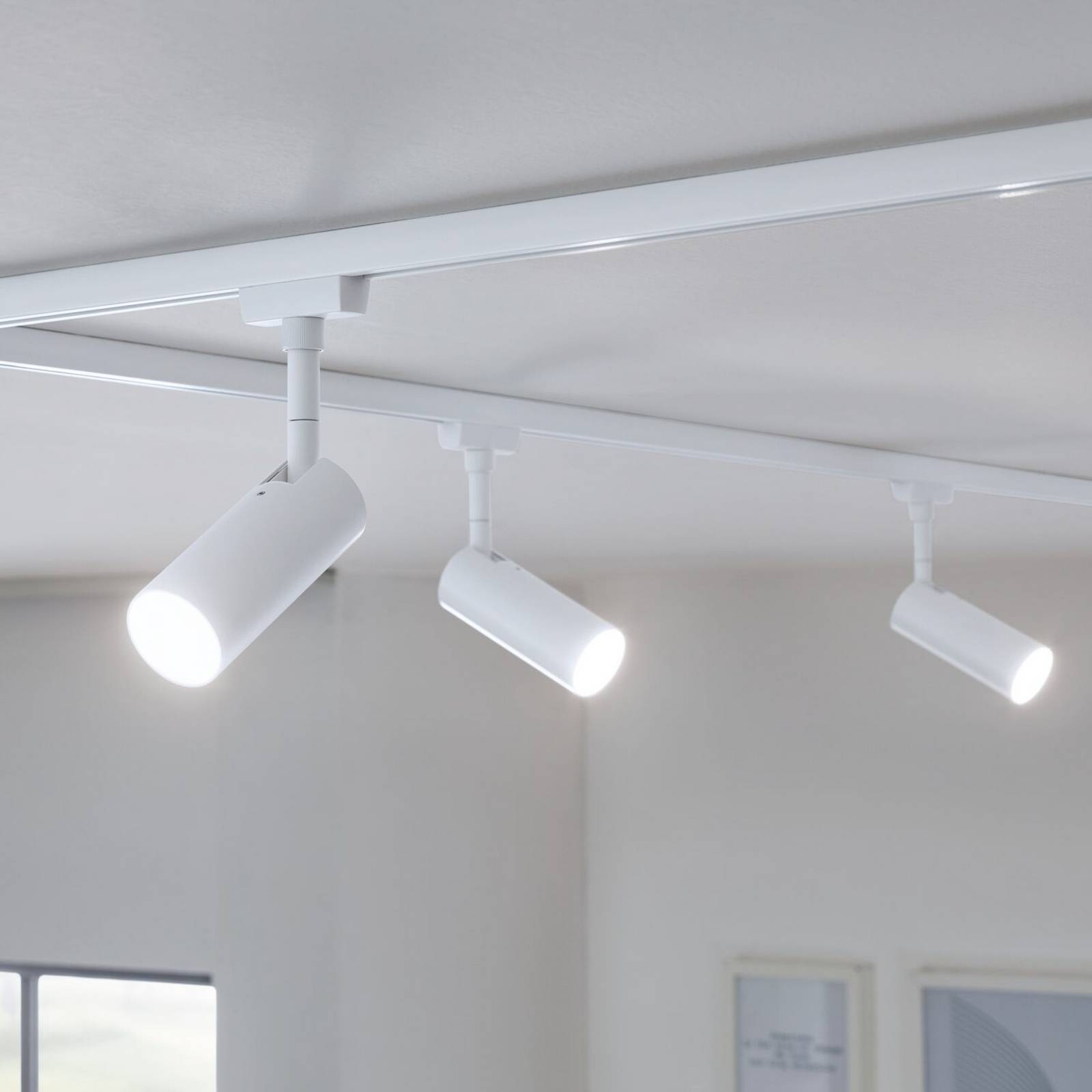 Paulmann URail Tubo Spot, 3-stegsdimbar, 3 000 K, signalvit Tubo, dimbar, Vitt / opal, Vardagsrum / matsal, Metall, Modern