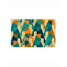 Dørmåtte 43x71 cm - Fugle i orange og turkis farver - Remix by Sofie