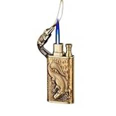 Dual Flame Lighter, vindtät Jet Flame Relief Lighter Jet Flame Switch Soft Flame, påfyllningsbar, present for män (ingen butan)(Brass)