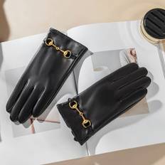 TEMU New Genuine Leather Gloves For Women, Warm In Autumn And Winter, Thickened With Fleece. And Motorcycles In Winter, Driving Windproof Sheepskin. Cute Outdoor Gifts For Festivals