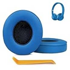 SINOWO Earpads ersättning för Beats Solo 2 & Solo 3 trådlösa on-ear-hörlurar, Solo2 Solo3 öronkuddar med bullerisolering minnesskum, mjukt proteinläder (elektrisk blå)