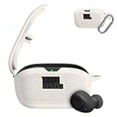 WADVCU för JBL Vibe Buds fodral, silikon skyddande bärbar repbeständig logotyp synlig design fodral kompatibel med JBL Vibe Buds hörlurar laddningsfodral med karbinhake – aprikos