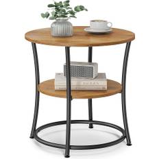 VASAGLE Side Table, Round End Table with 2 Storage Shelves for Living Room, Bedroom, Nightstand with Steel Frame for Small Spaces, Accent Coffee Table