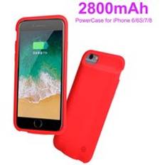 2800 mah batteriladdarfodral för iphone 6 6s 7 8 batterifodral powerbank laddningsfodral laddare ultratunn externt ryggsäck - Svart