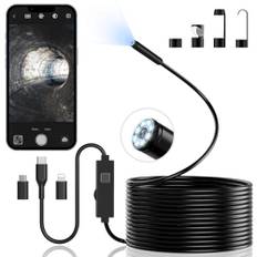 Endoskopkamera mit Licht, Qimic HD Endoskopkamera Handy mit 8 LED Licht, Kein WLAN Erforderlich Inspektionskamera Wasserdichtes Ip67 Kanal-Kamera Tools für Android & iPhone (16.4 ft/5m)