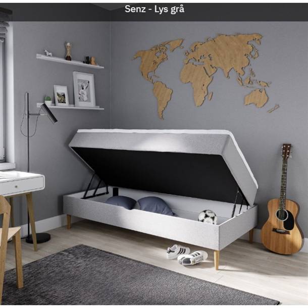 KARMA CLASSIC - MAGASIN SENG - SENZ STOF - FLERE FARVER - MÅL: 90 X 200 CM. - LIGHT GREY PLAIN GAVL