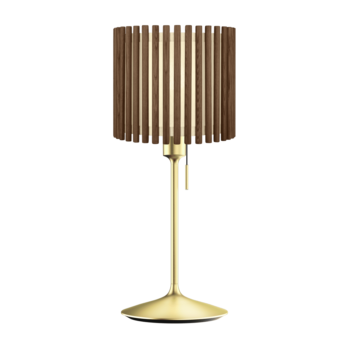 Komorebi Circle bordlampe, mørk egetræ og børstet messing look • UMAGE