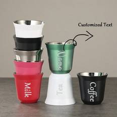 1 st personlig espressokopp i rostfritt stål Dubbelväggisolerad kaffemugg 80ml/160ml/250ml Dubbelväggisolerad metallkoppar Mjölktekoppar Kontorsvatten - Svart (250 ml,160 ml,80 ml)
