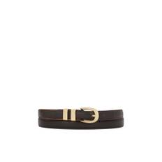 Kazar, Accessories , Dame, Brun, 100 CM, Uld, Brun smal bælte med guldmetaller