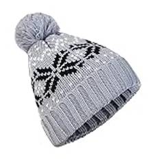 Hatt hatt stickad pom yllemössa varm stickad jul snöflinga falsk luddig baseballkeps löpning kepsar för män, Grå, one size