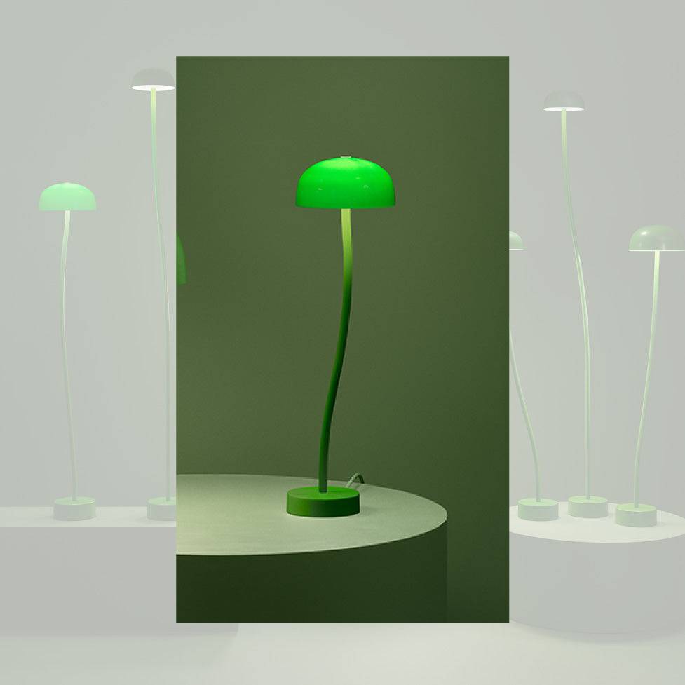 Curve Bordslampa - Small & Large | alt. färgval | Modell: Large | Ø Skärm: Ø=150 mm | Färg/Material: Grön | Glasskärm