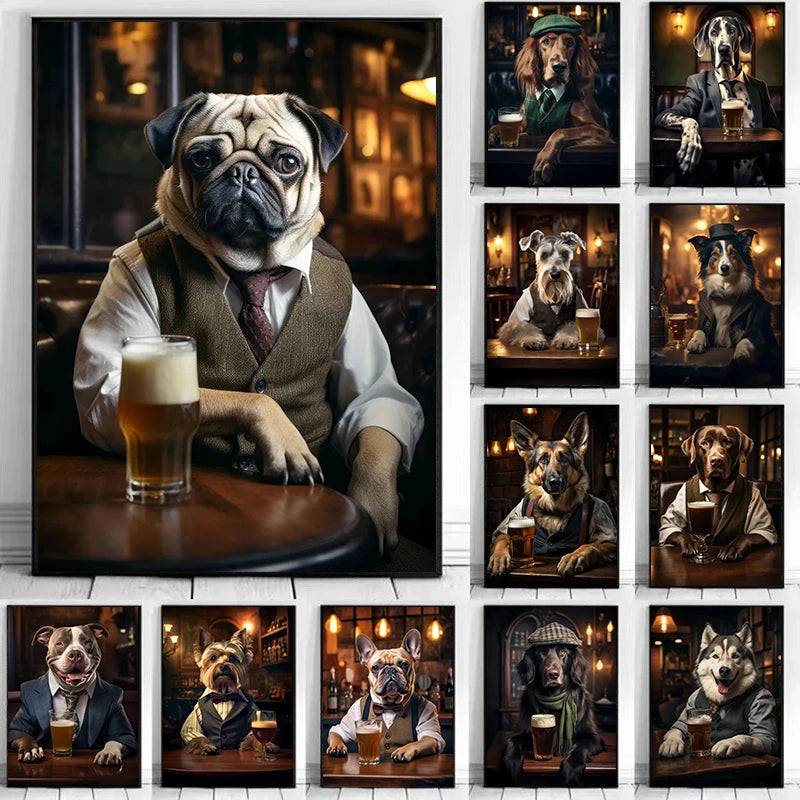 Poster med hundar i pubmiljö - Tax / 30x40cm