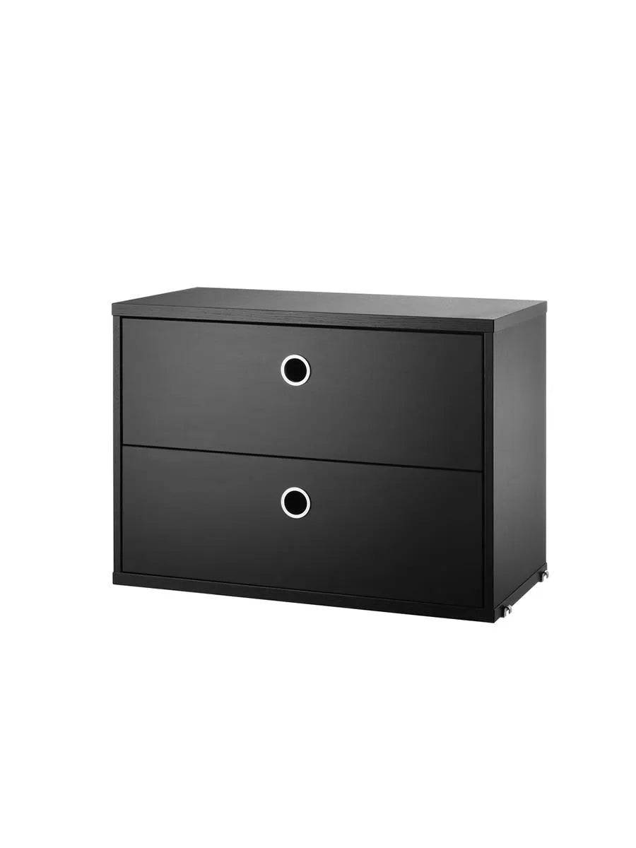 Modul m. To Skuffer, B58 fra String Sortlakeret ask - Jacobsen Plus