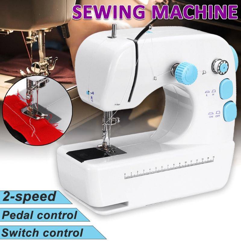 11,4  x5,31  x10,2   Mini Elektrisk Hushålls Symaskin för Hantverk, Lagning, Overlock med Pressarfot Pedal/Strömbrytare Kontroll Bärbar Symaskin white