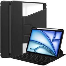iPad Air 13 2024/2025 360 Roterende Smart Etui med Bluetooth-tastatur - Sort