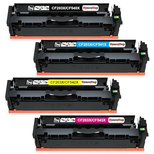 HenceBuy 203X Toner Kompatibel Med HP 203X CF540X 203A CF540A för Color Laserjet Pro MFP M281fdw M254dw M254nw M281fdn M280nw M281cdw M254dn (Svart Cyan Gul Magenta)