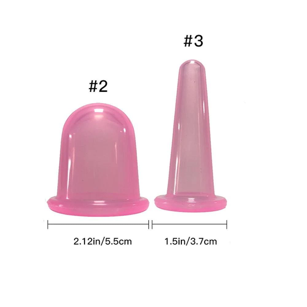 Silicone Vacuum Cupping Massage Jars Anti Cellulite - Pink-set 23