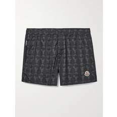 Moncler - Straight-Leg Short-Length Monogrammed Swim Shorts - Men - Black - XL