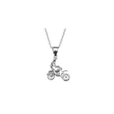 Men's Off-Road Mountain Bike Pendant Necklace in Sterling Silver - silver