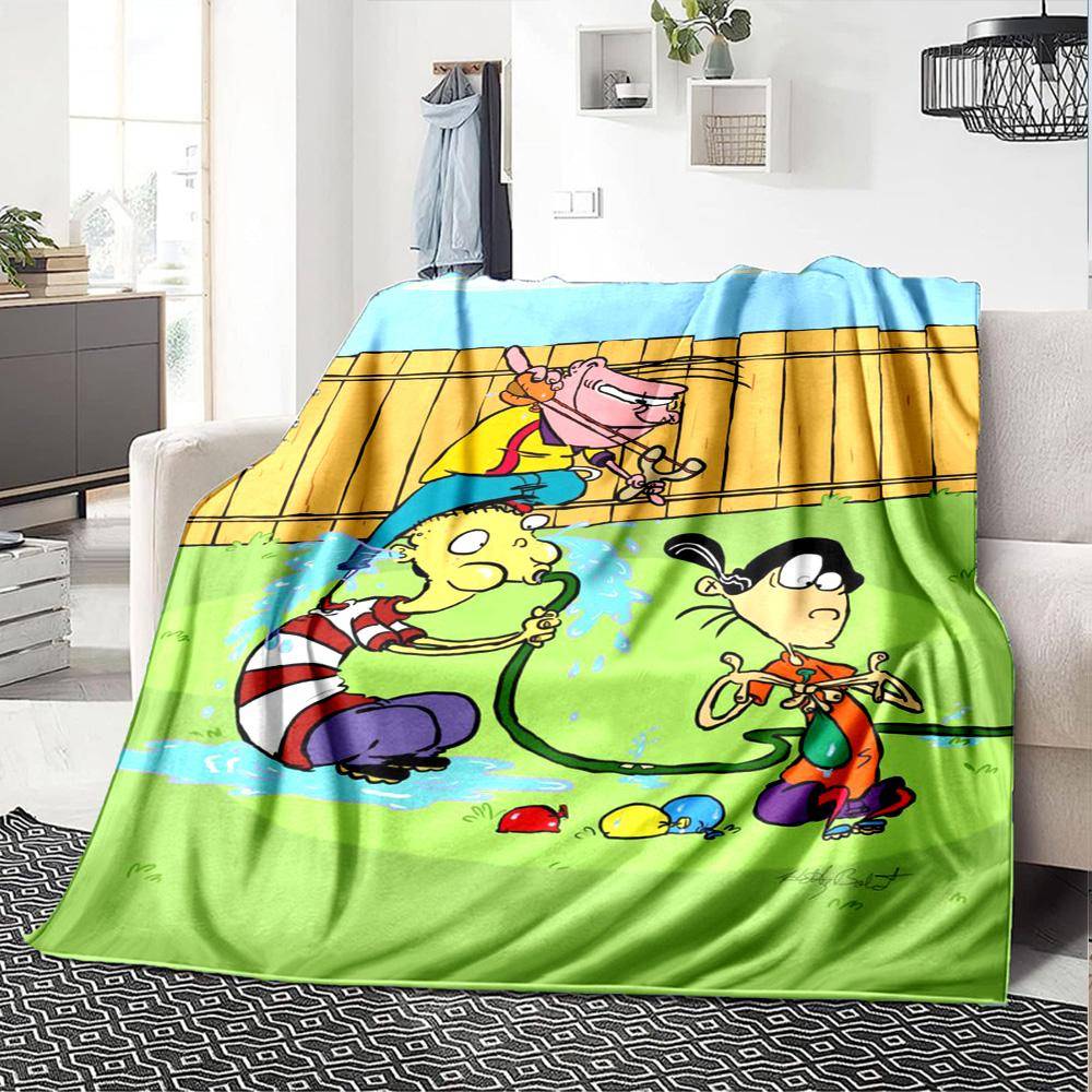 Ed, Edd n Eddy Tryckt Flanellfilt Högkvalitativ Varm Bekväm Pläd för Alla Årstider Perfekt för Gåvor Heminredning