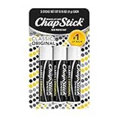 ChapStick Classic (3 pinnar) original smaksatt hudskydd smaksatt läppbalm tube, 0,15 Ounce Each