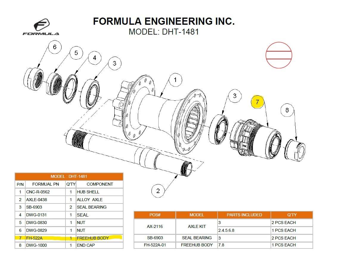 Formula FH-522A Frihjulsbody Sram XD, DHT-1481